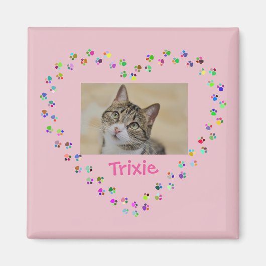 猫の犬の手のプリント写真パーソナライズされた マグネット (正面)