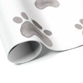 猫の犬の水の色の動物の足跡を足跡の足跡を手で印刷 ラッピングペーパー (ロールコーナー)