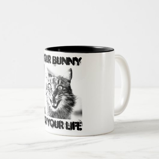 猫の犯罪者あなたのバニーまたはあなたの人生のスプーフ ツートーンマグカップ (正面右)