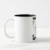 猫の犯罪者あなたのバニーまたはあなたの人生のスプーフ ツートーンマグカップ (左)