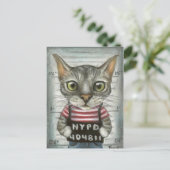 猫の犯罪者顔写真 ポストカード (スタンド正面)