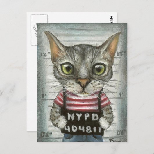 猫の犯罪者顔写真 ポストカード (正面/裏面)