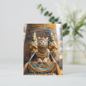 猫の王がファラオの王座に ポストカード (スタンド正面)