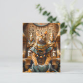 猫の王がファラオの王座に ポストカード (スタンド正面)