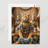 猫の王がファラオの王座に ポストカード (正面/裏面)