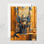 猫の王がファラオの王座に ポストカード (正面/裏面)