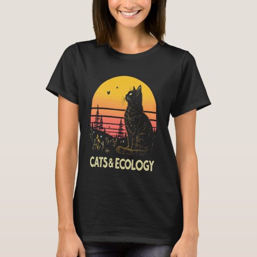 猫の生態学 自然保護 Tシャツ (正面)