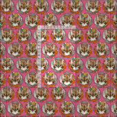 猫の生活のピンク ファブリック (タイル)