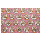 猫の生活のピンク ファブリック (ファットクウォーター)