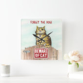 猫の用心して下さい スクエア壁時計 (ホーム)