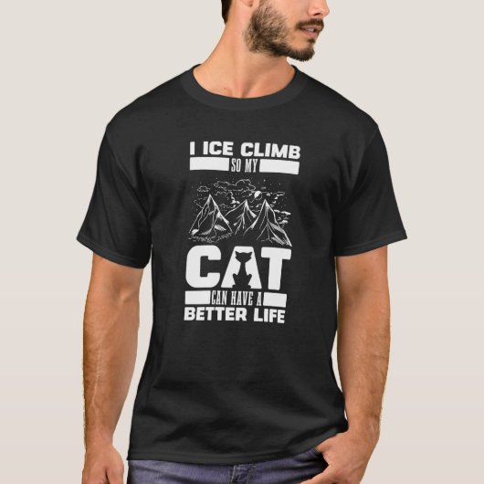 猫の登山家 アイスクライミング Tシャツ (正面)