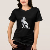猫の白いシルエット トライブレンドTシャツ (正面)