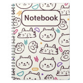猫の白い漫画 ノートブック (正面)