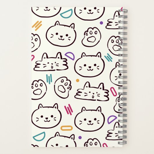 猫の白い漫画 ノートブック (裏面)