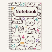 猫の白い漫画 ノートブック (正面)
