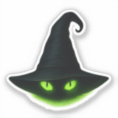 猫の白熱［赤熱］光を放つ目 シール (正面)