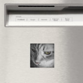 猫の白黒写真 マグネット (インサイチュ (食洗機))