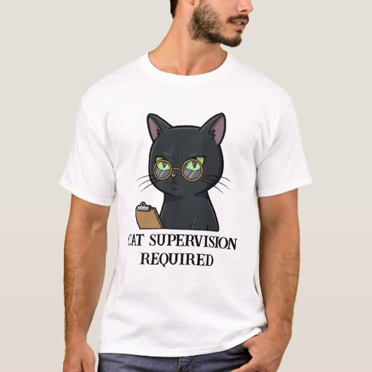 猫の監督要おもしろい求 Tシャツ (正面)