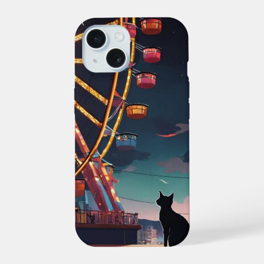 猫の監視 iPhone 15ケース (裏面)