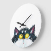 猫の目が見える ラージ壁時計 (傾斜)