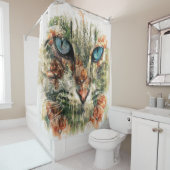 猫の目とフローラポピーなシャワーカーテン シャワーカーテン (インサイチュ)