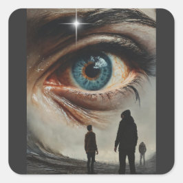 猫の目に見える警戒する楽観的な見方 スクエアシール