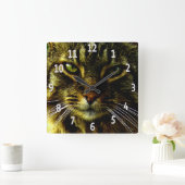 猫の目の催眠写真 スクエア壁時計 (ホーム)