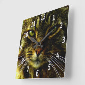 猫の目の催眠写真 スクエア壁時計 (傾斜)