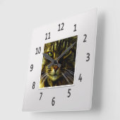 猫の目の催眠銀額写真 スクエア壁時計 (傾斜)