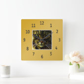 猫の目の催眠黄金の額写真 スクエア壁時計 (ホーム)