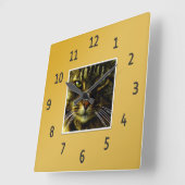猫の目の催眠黄金の額写真 スクエア壁時計 (傾斜)