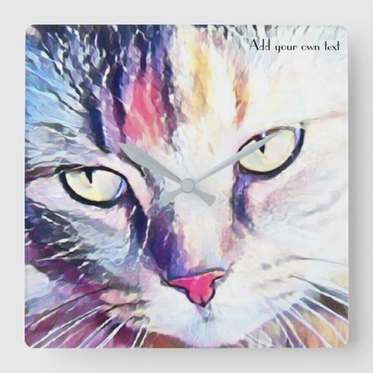 猫の目の時計 スクエア壁時計 (正面)