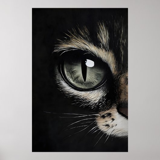 猫の目の暗いプリント、目の黒猫ゴシック ポスター (正面)