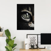猫の目の暗いプリント、目の黒猫ゴシック ポスター (ホームオフィス)