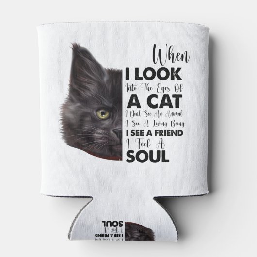 猫の目を見る時の黒猫 缶クーラー (裏面)