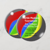 猫の目ビー玉 カスタム誕生日パーティー招待状 招待状 (正面/裏面)