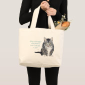 猫の知恵 - 信じられますか？ ラージトートバッグ (正面(商品))