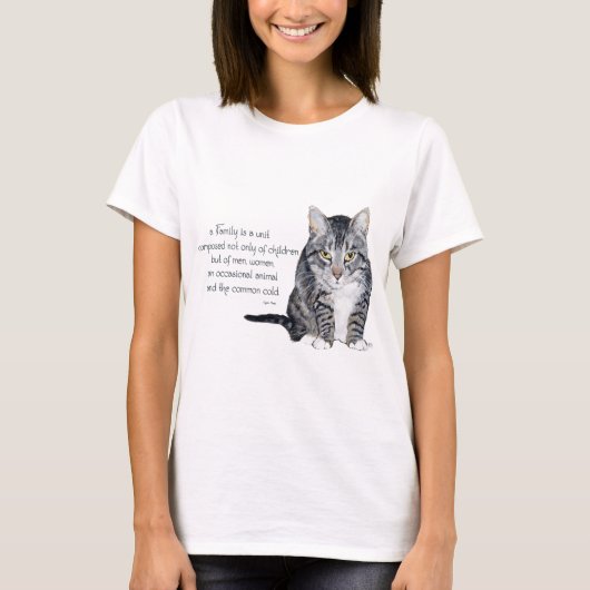 猫の知恵 - 家族のあり方 Tシャツ (正面)