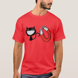 猫の磁石、おもしろTシャツ、おもしろいなユーモア Tシャツ