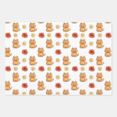 猫の祝包み紙セット3 ラッピングペーパーシート (正面)