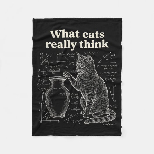 猫の科学ユーモア ネコの思考 数学 フリースブランケット (正面)