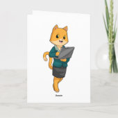 猫の秘書がノートパソコンを持って カード (裏面)