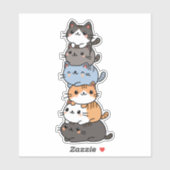 猫の積み重ね シール (シート)