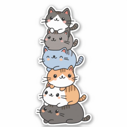 猫の積み重ね シール (正面)