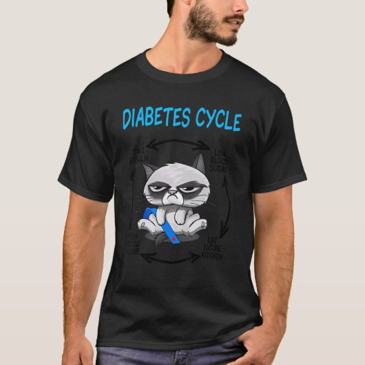 猫の糖尿病サイクル Tシャツ (正面)
