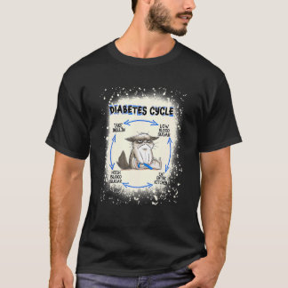 猫の糖尿病 自転車 糖尿病啓発 ブリーチ加工 Tシャツ