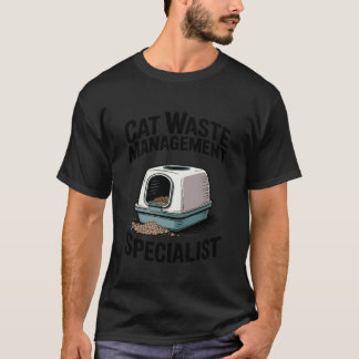 猫の糞尿管理スペシャリスト 猫砂箱の猫 Tシャツ
