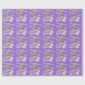 猫の紫色はあなたの年齢および名前の誕生日の覆いを加えます ラッピングペーパー (フラット)