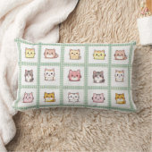 猫の組み合わせヴィンテージギンガム ランバークッション (ブランケット)