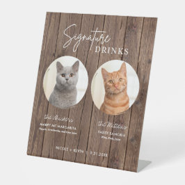 猫の結婚シグネチャードリンクカクテルバーウッド 台座サイン